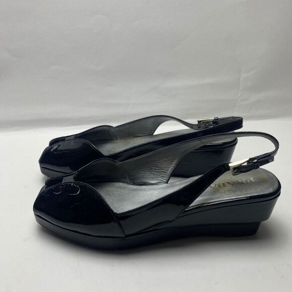 PRADA Patent Leather Slingback Sandals Size 37.5 - Picture 3 of 9